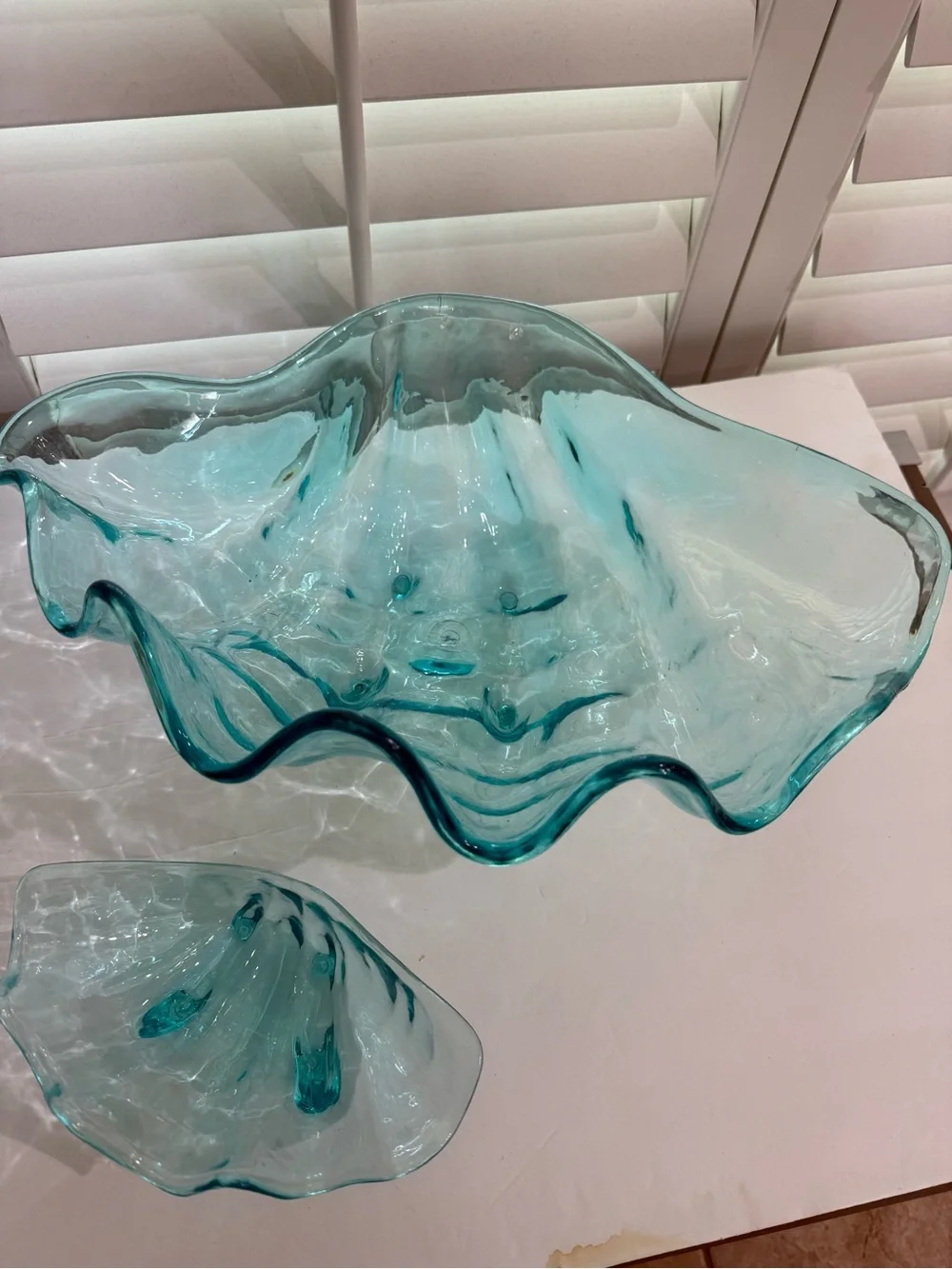 Plastic Clam Shell  Iced Blue Serving Dish Set For Salad Pasta Chips W Dip
